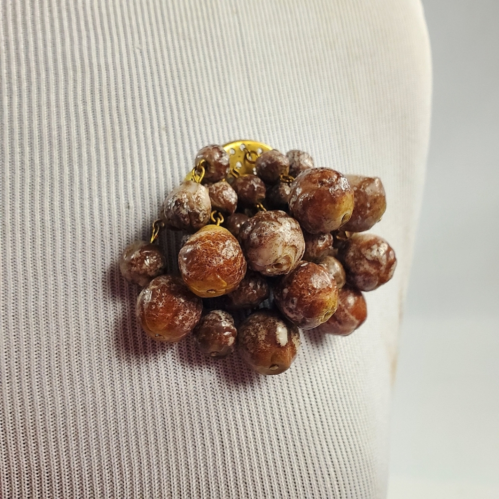 Nut Seed Botanical Brooch Pin Vintage Handmade